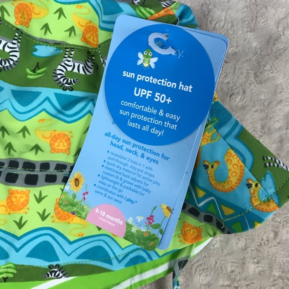 iPlay Sun Hat 50+ UPF Safari Zoo Animals Stripes - Picture 2 of 4